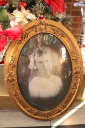 Antique, Ornate Round Frame, Convex Glass