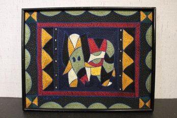 Custom Framed South African Folk Art, Kaross Embroidery