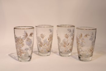 Four Libbey Rose Bouqet Tumblers