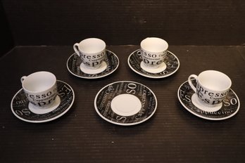 Four Espresso Demitasses With Saucers