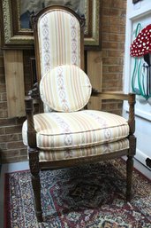 Victorian Parlor Chair, Upholstered In Floral Fabric And Made With Walnut
