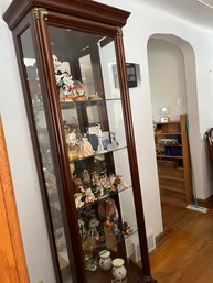 Dark Wood Curio Cabinet With Mirror Back