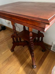 Unique Mcm Cherry Wood Decorative Side Table