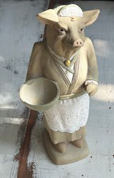 Vintage French Pig Lady Statue