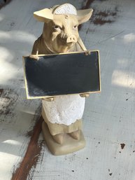 Vintage French Pig Lady Statue
