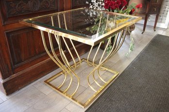 Brass Coffee Table, Glass Top