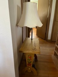 Mcm 1940s Monterey Branded Nightstand With Attached Lamp