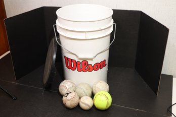 Wilson Baseball Ball Bucket With Softballs And Baseballs