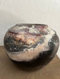 1992 Multicolored Pottery Vase  Appears Wheel Spun