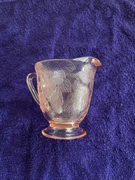 Pink Dogwood Depression Glass Cream Pitcher
