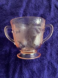 Pink Dogwood Depression Glass Sugar Bowl
