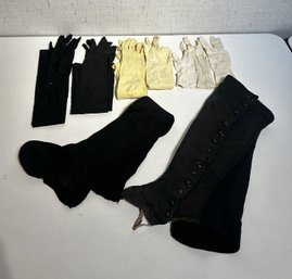 Lot Of Antique Gloves And Footwear