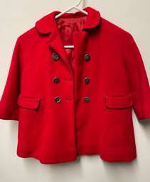 Vintage Girls Red Wool Coat, Size 5