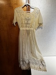 Antique Cream And Black Lace Dress