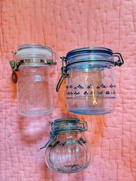 Assorted Glass Jars With Flip Tops