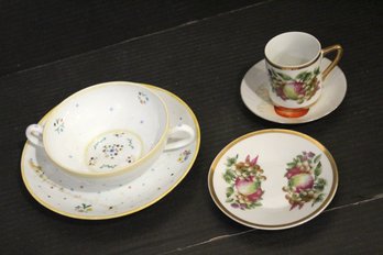 2 Vintage Mini Teacups With Matching Plates And Bonus Dish