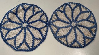 Pair Of Vintage Crocheted Potholders