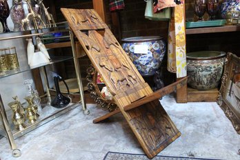 African Handcarved Folding Chair, Also Known As A Palaver Chair