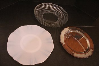 3 Glass Vintage Serving Platters
