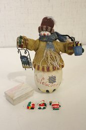 Christmas Buttons, Snow Man Figurine