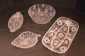 Set Of 4 Vintage Crystal Serving Dishes