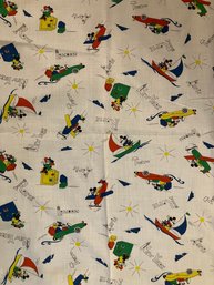 Walt Disney Productions Fabric Mickey And Minnie Traveling The World - Paris,  Rome, Tokyo, London, New York