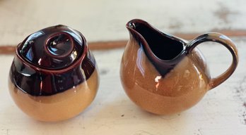 Sango Nova Brown Sugar Bowl And Creamer Set