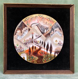 Agi Vardi Enamel On Copper Cityscape Israel Kibbutz Giv'at Haim Ichud