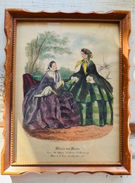 Vintage Miroir Modes Civil War Era Ladies Original Framed Art