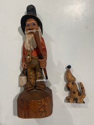 Hand Carved And Signed Wood Figurine