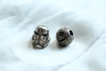 2 Star Wars Themed Pandora Charms, Storm Trooper, Death Star, 925 Sterling Silver