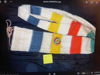 Upcycled Hudson Bay Blanket With Beaded Rosette