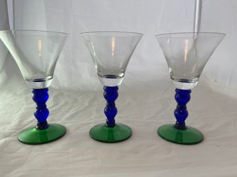 Blue And Green Stemmed Glasses