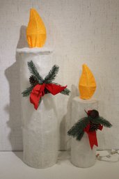 2 Large Christmas Light Up Candles