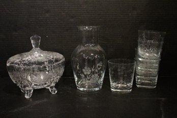 5 Vintage Noritake Sasaki Crystal Cups, Turkish Crystal Vase, Crystal Candy Dish