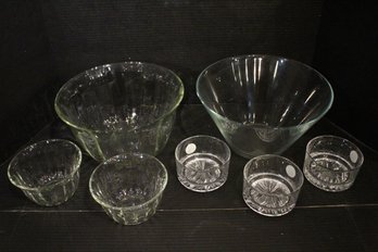 IKEA Trygg Serving Bowl, 3 Frozen Ice Dessert Bowls, 3 Matching Vintage Salad Bowls