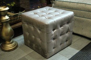Metallic Silver Cube Ottoman