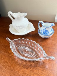 Pitcher With Wash Basin, & Relish Dish