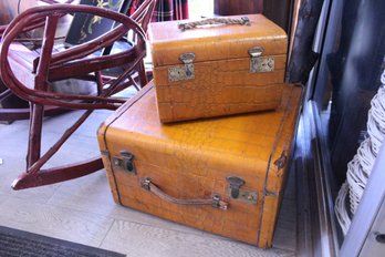 2 Vintage 1930 Leather Suitcases