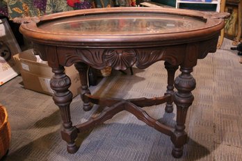 Antique Hand Carved Wood Coffee Table