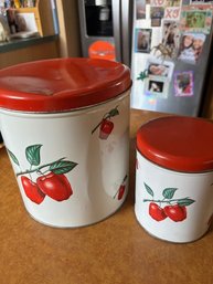 's Vintage 1950 2 Piece Decoware Nesting Kitchen Canisters