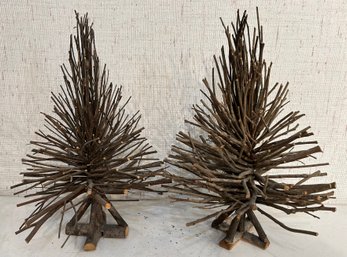 2 Primitive  Wooden Trees