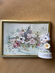 Floral Print  Porcelain May Cat Figurine