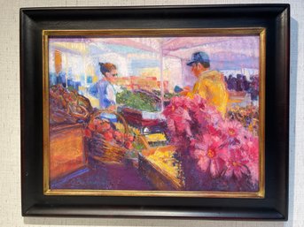 Original Pastel Art, Framed  Market Day.  CB5