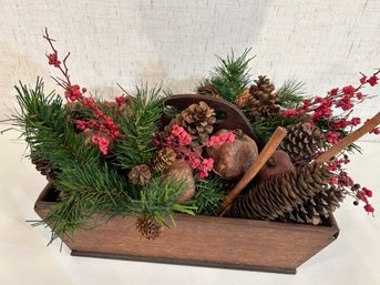 Wooden Basket Christmas Decor