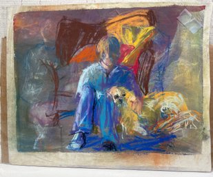 Original Art A Boy And Dog