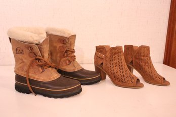 2 Womens Boots, Sorel, Cute Heels