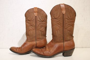 Texas Brand Brown Lizard Leather Western Cowboy Boots