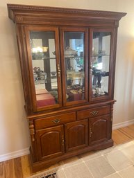 Hutch With Glass Doors And Lights ,2 Pieces