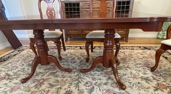 Pedestal Dining Room Table With 6 Chairs, 2 Leaves
